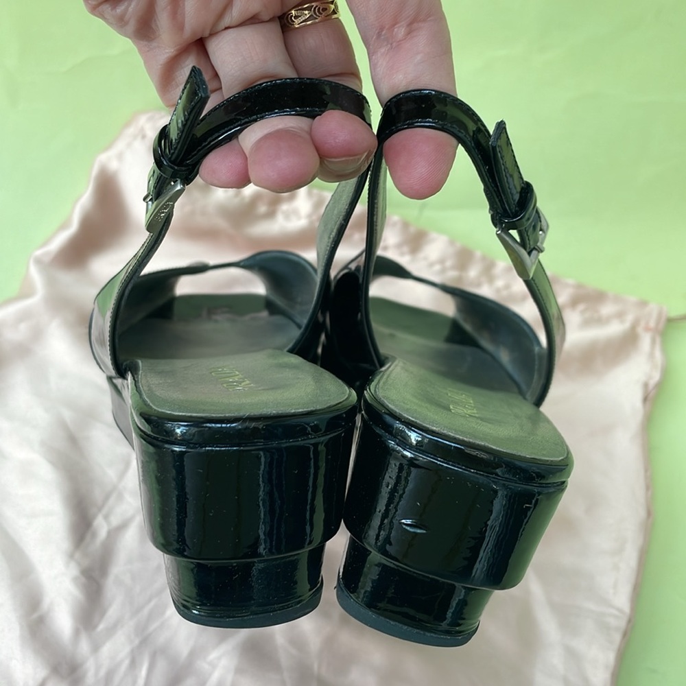 Vintage black Prada patent leather wedges with dust bag - Picture 12 of 16